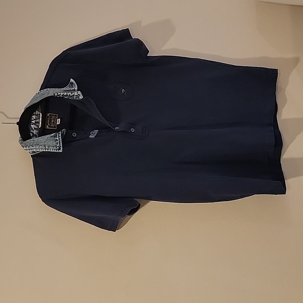Diesel Mens size medium chambray contrast collar polo shirt mens